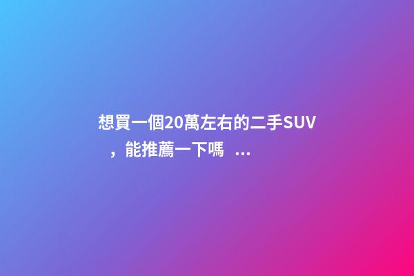 想買一個20萬左右的二手SUV，能推薦一下嗎？